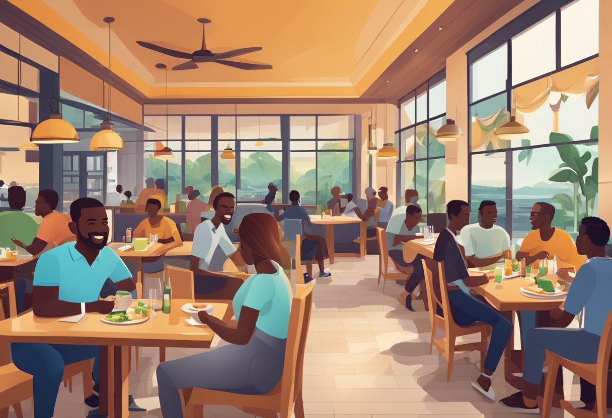 A bustling restaurant in Côte d'Ivoire utilizes innovative digital marketing strategies to increase its customer base and stay ahead of future trends